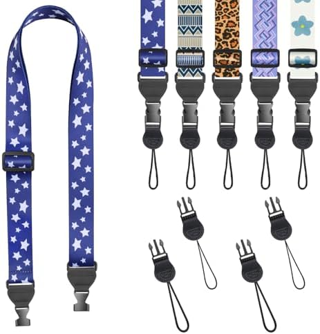 FIEIL Blue and White Star Shoulder Strap, Adjustable Camera Strap with 2 Sets of Quick-Release Buckles, Comfortable Neck Strap for iPad, Tablet, Camera, Laptop, Binocular, Luggage Bag by FIEIL