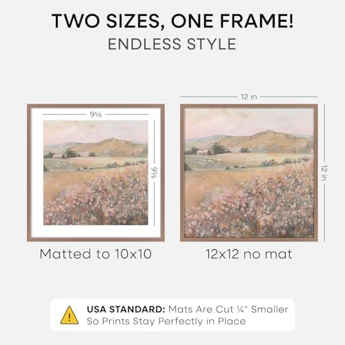 Homeforia 12x12 Mocha Picture Frame, High-End Metal, 10x10 Mat, Glass - Image 2
