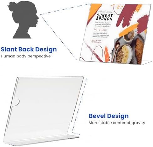Acrylic Sign Holder 8.5 x 11 Horizontal , Clear Plastic Display Stand for Tabletop, Acrylic Stands for Flyers, Table Paper Holder, Vertical Sign Holder 8.5x11 for Restaurants, Office and School (Slant 6 Pack 11x8.5) - Image 6
