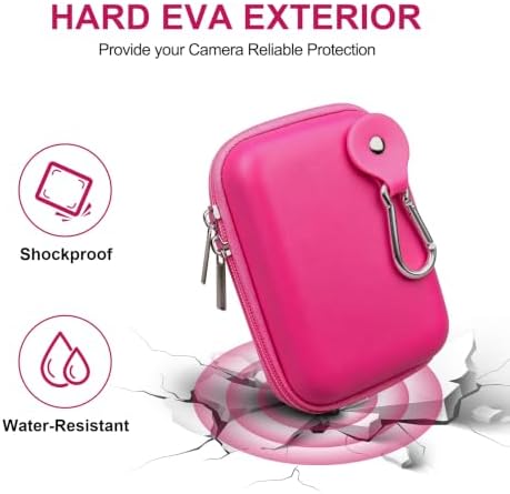 Lacdo Camera Carrying Case for Canon PowerShot ELPH 360/200/185/180/190/350, Sony Cyber-Shot DSC-W830/WX350/WX500/W810/W800 Digital Camera, Hard EVA Protective Camera Storage Trave Bag, Rose - Image 6