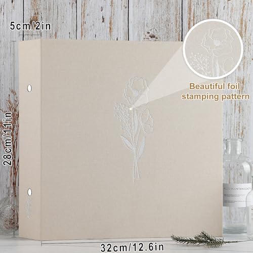Lanpn 10x10 inch Scrapbook Photo Album, Linen Cover Archival Acid Free Top Load 3 Ring Folder Binder Photo Book 10 x 10 with 30 Plastic Sleeves 60 Pages (Beige) - Image 2