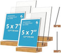 newnewshow 5"x7" Acrylic Sign Holder with Wood Base Wood Sign Holder Vertical or Slant Back Display for Store Office (6pack) by NEWNEWSHOW