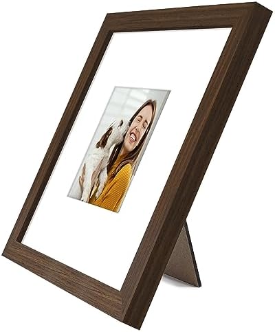 Americanflat 8x8 Picture Frame - Matted to 4x4 - Engineered Wood - Walnut - Image 6