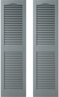 14.5 in. W x 75 in. H Builders Edge, Standard Cathedral Top Center Mullion, Open Louver Shutters, Includes Matching Installation Spikes (Per Pair), 419 - Storm Cloud by Builders+Edge