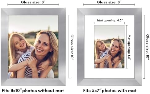 Americanflat 8x10 Picture Frame - Matted to 5x7 - Engineered Wood - Silver - Image 2