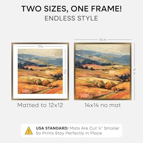 Homeforia 14x14 Bronze Picture Frame, High-End Metal, 12x12 Mat, Glass - Image 2