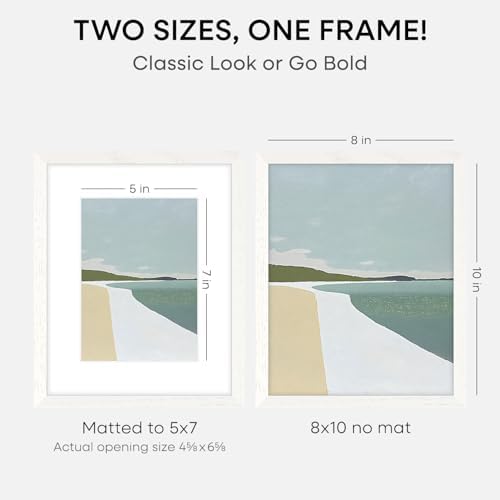 Homeforia 8x10 White Oak Picture Frame, High-End Wood, 5x7 Mat, Glass - Image 2