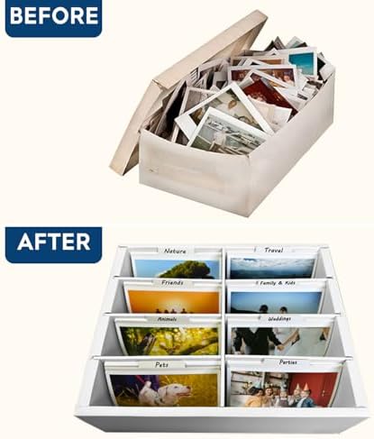 Photo Storage Box 4x6, Large Capacity Photo Boxes Storage with Dividers, Cardboard Photo Organizer and Storage Box with Lid - Image 6