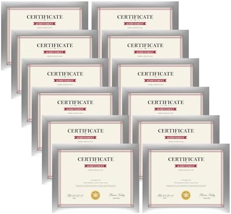 Giftgarden 8.5x11 Picture Frame Silver Set of 12, Multi Modern 8.5 x 11 Frames Bulk for Award Certificate Document Diploma, Wall or Tabletop Display by Giftgarden