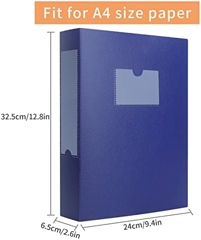 HUA JIE 2 Pack A4 Storage File Boxes Archives Case,65mm Spine-Blue - Image 4