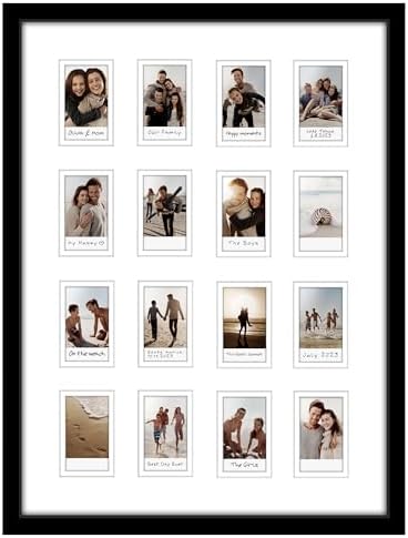 Americanflat 15x20 Picture Frame with 16 Openings for 2x3 Instant-Print Photos - Black Mini Picture Frames for Wall Display with Polished Plexiglass by Americanflat