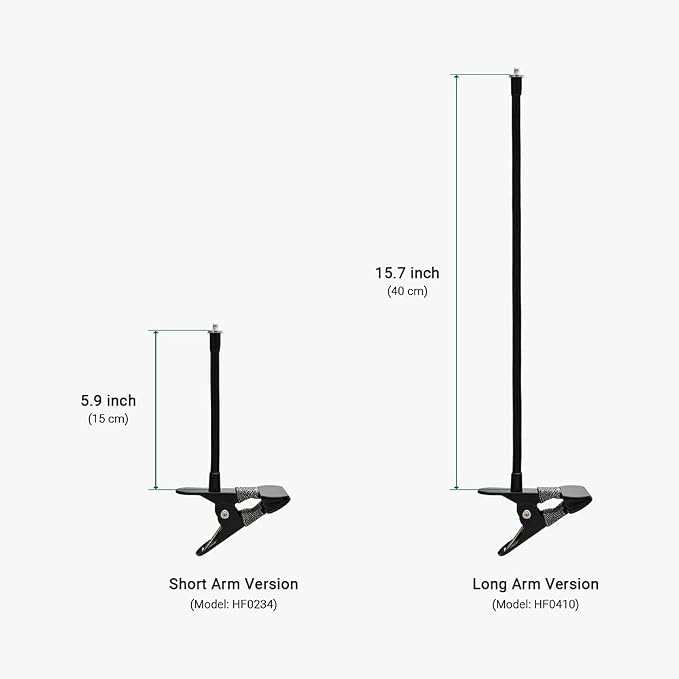 Indoor Outdoor Security Camera Flexible Clip Mount, Black, 2-Pack | Universal 1/4"-20 threaded clamp bracket, fits Ring/Blink/Wyze/Arlo and more, 15cm adjustable gooseneck arm - Image 6