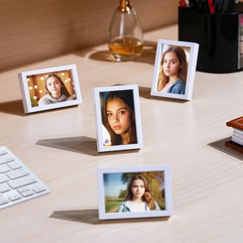 Small Picture Frame 2x3 6 Pack, Magnetic Photo Frames for Fridge and Tabletop Desk Decor, Cute Wallet Size Colored Picture Frames for School Locker, Family Baby Photo, White - Image 6