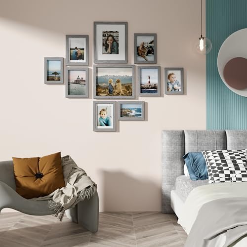 Vittanly 10 Pack Picture Frames Collage Wall Decor, Grey - Image 2