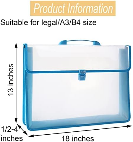12x16.5 Art Portfolio Case A3 PP Plastic Transparent Blue Pack of 1 - Image 2