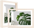 Egofine 6x8 Floating Frames Set of 2, Double Plexiglass Picture Frame, Made of Solid Wood Display Any Size Photo up to 6x8, Wall Mount or Tabletop Standing, Beige by Egofine