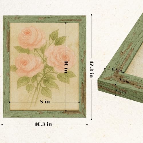 puthiac 8x10 Rustic Farmhouse Picture Frame, Weathered Green, 1 Pack - Image 5