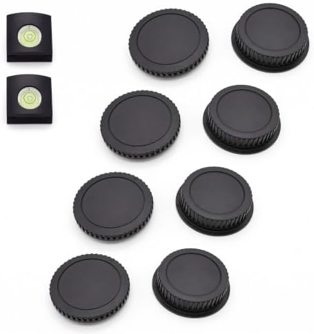 10-in-1Camera Body Cap and Rear Lens Cap Set for Canon EF EF-S Mount DSLR - Back Lens Shields with 2-Pack Hot Shoe Bubble Level Covers for EOS 5D IV 80D Rebel T7 T6 (EF/EF-S Mount) by Unknown