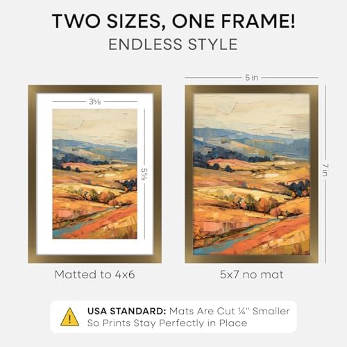 Homeforia 5x7 Bronze Picture Frame, High-End Metal, 4x6 Mat, Glass - Image 2