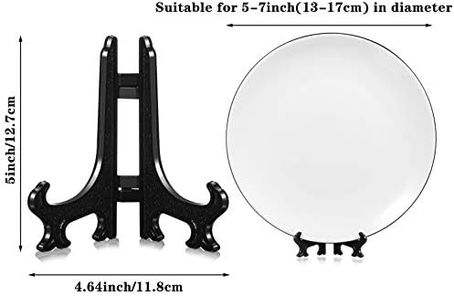 Patelai 48 Pcs Mini Easel Stands 5 Inch Plastic Plate Stand Holder Display Picture Easel for Display Picture Frame Collectibles Desktop Weddings Party Home Decoration (Black) - Image 2