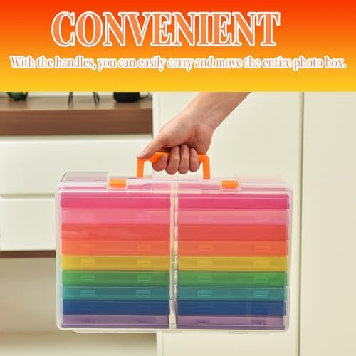 Photo Storage Box 5 x 7 Inches, 18 Inner Photo Cases with Dividers, Colorful Acid-Free Photo Storage Containers with Handle, Photo Organizer Craft Keeper for Stickers, Craft, Stamp - Image 4