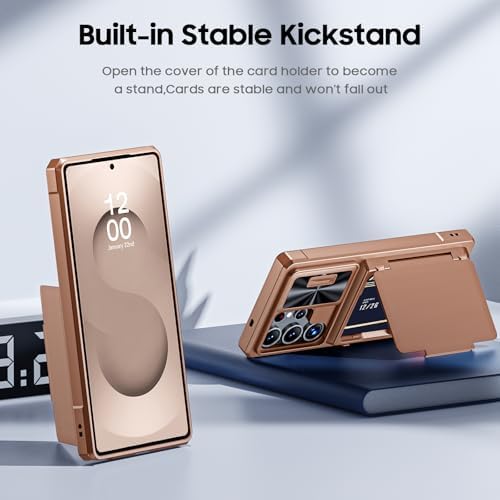 GooseBox for Samsung Galaxy S25 Ultra Case Wallet with RFID [Cards Holder][Camera Cover][Edge Raised] Full Body Shockproof Silicone Protective Phone Case for Galaxy S25 Ultra 6.9" 2025 (Desert Gold) - Image 5