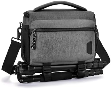 BAGSMART Camera Sling Bag with Tripod Holder & Rain Cover, Waterproof, Grey by BAGSMART