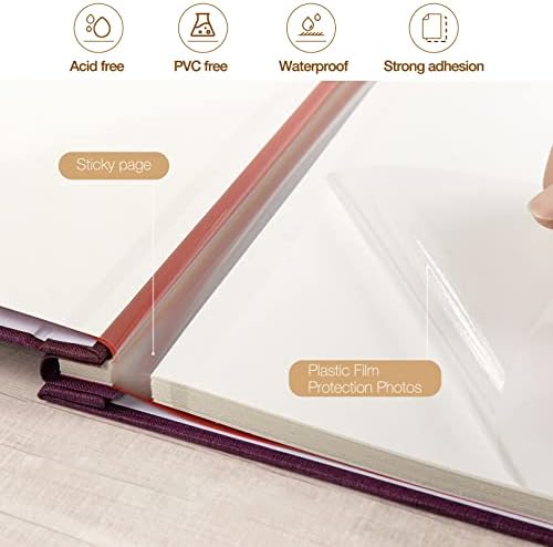 potricher Large Self Adhesive Photo Album 40 Pages, Linen cover, Purple - Image 4