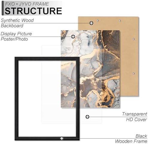 Fxojyvo 11x13 Picture Frame Set of 2 Black Engineered Wood Wall Hanging - Image 3