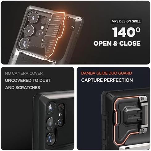 VRS DESIGN Damda Glide DuoGuard for Samsung Galaxy S24 Ultra Phone Case (2024), Premium Sturdy Fully Covered Camera Lens Protection Cover Card Holder Wallet Case (Liberty Black) - Image 7