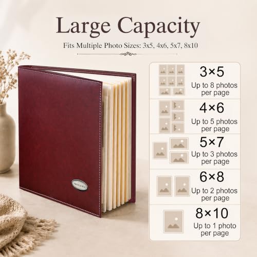 Zoview Wine Red Large Self-Adhesive Photo Album, PU Leather Cover - Image 5