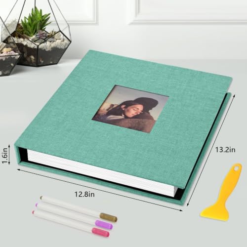 Zesthouse Photo Album Self Adhesive 60 Pages, 3-Ring Scrapbook Albums Holds 3x5 4x6 5x7 6x8 8x10 Photos (Green, 13.2"x12.8"/White 60 Pages) - Image 2