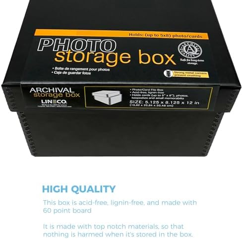 Lineco Archival Photo Card Box, Museum-Quality, 5x8x12 Inch, Black, 2 Pack - Image 2