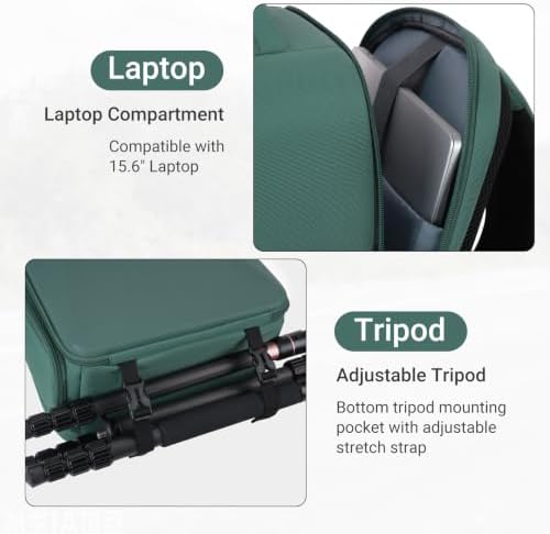 MOSISO Camera Backpack,Photography Camera Bag with Lens Pouch,Emerald Green - Image 5