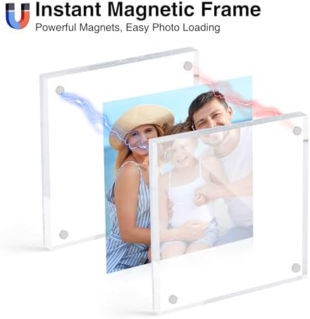 HOUSE DAY Acrylic Picture Frames 4x4, 1 Pack Magnetic 4 x 4 Picture Frame - Image 2