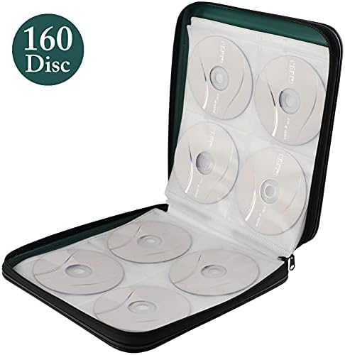 DVD Storage CD Case Holder: 160 Capacity CD Sleeves Black Disc Cases Binder for Car - CD Hard Organizer Box - Large DVD Wallet for Movie/Music/Game & Portable CD Book - Image 5