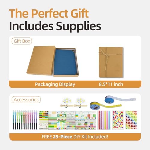 Vienrose DIY Scrapbook Photo Album Kit with Pens Tapes and Stickers 60 Pages Hardcover 8.5x11 Inches 3 Rings Removable Black Paper Scrapbooking for Lover Friends Kids Wedding Blue - Image 5