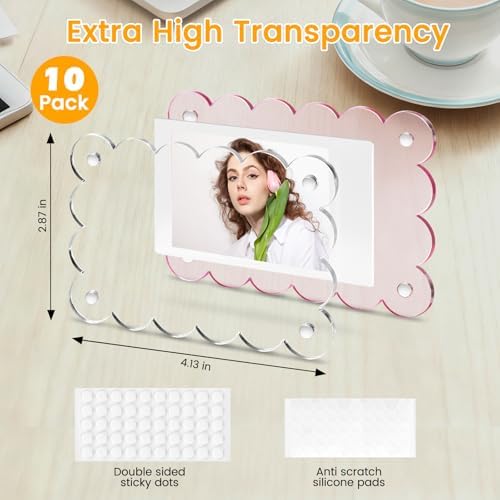10 Pack Acrylic Fridge Magnetic Frame for Polaroid, 2.36x3.54 In Mini Picture Frames Colorful for Fujifilm Instax Mini, 2 Sided Photo Refrigerator Magnet Picture Display Clear Frame Petal - Image 2