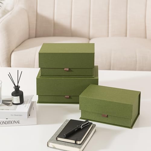 Soul & Lane - Decorative Photo Storage Boxes with Lids, Set of 3, Green - Image 7