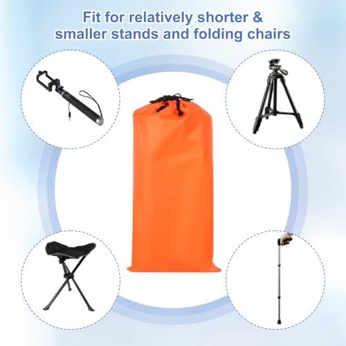 2 Pcs 18 x 10 Inch Tripod Monopod Case Bag, Oxford Cloth Foldable Tripod Carrying Case Bag with Drawstring, Fits Speaker/Light Stand/Studio/Outdoor/Travel/Camping, Orange - Image 5