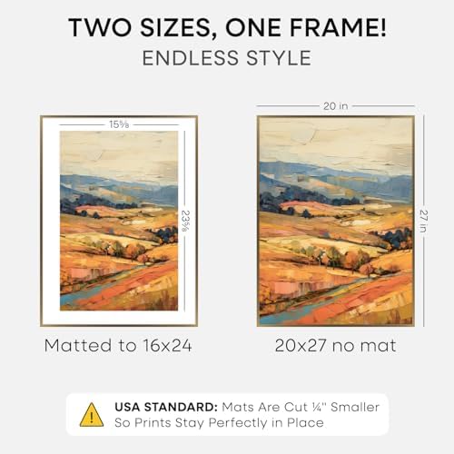 Homeforia 20x27 Bronze Picture Frame, High-End Metal, 16x24 Mat, Glass - Image 2