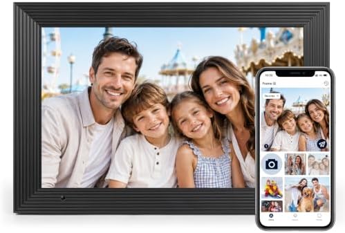 AEEZO Digital Picture Frame, 10.1'' WiFi Electronic Photo Frames with 32GB Memory, 1280 * 800 IPS HD Touch Screen, Auto-Rotate Easy Setup via AiMOR APP, Gifts for Parents and Grandparents Black by AEEZO