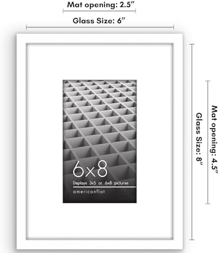 Americanflat 6x8 Picture Frame - Matted to 3x5 - Slim Molding - White - Image 2