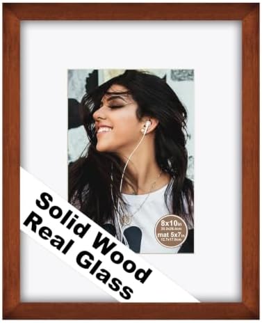 RPJC 8x10 Solid Wood Picture Frame Real Glass Cover Brown by RPJC