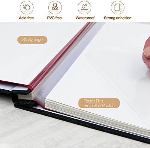 potricher Self Adhesive Photo Album 40 Pages, Linen cover, Black - Image 4