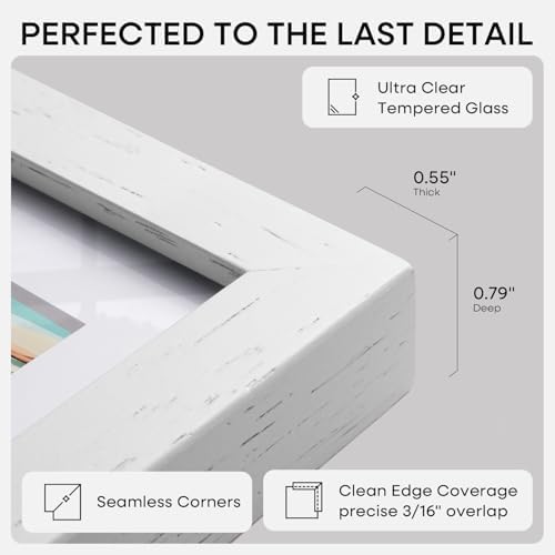 Homeforia 8x12 White Oak Picture Frame, High-End Wood, 6x8 Mat, Glass - Image 6