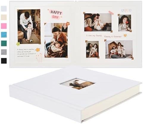 Pssoss 10x10 Inch DIY Scrapbook Album, Linen Hardcover, 40 Pages, White by Pssoss