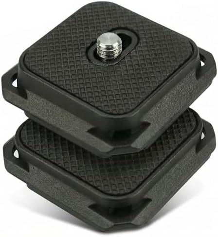 38mm Arca-Swiss Quick Release Plate 2 Pack, 4-Sided Square QR Camera Mount with Safety Pins, 1/4"-20 Screw Compatible with Peak Design Capture Clip V3, Lightweight Aluminum for Tripod, Monopod & Strap by SOARSHOT
