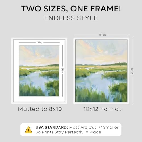 Homeforia 10x12 White Picture Frame, High-End Metal, 8x10 Mat, Glass - Image 2