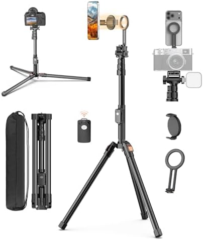 XXZU 74" Magnetic Phone Tripod with Phone Clip for Magsafe, Camera Tripod by XXZU